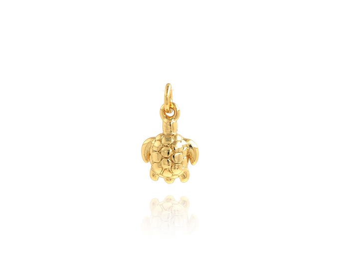 5 pcs Turtle Pendant,18K Gold Filled Marine Life Necklace, Turtle Pendant, DIY jewelry Making Accessories,13.5x8x3.5mm