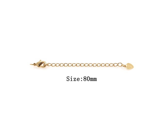 Tail Chain, Necklace Extender, 18K Gold Filled Heart Chain,Bracelet Extender, Lobster Clasp Extender,  DIY Jewelry Supplies