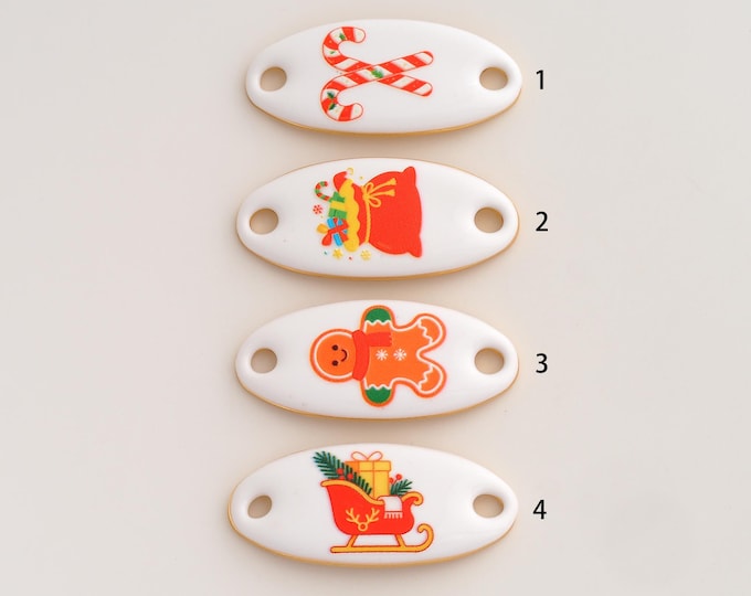 18K Gold Filled Christmas Themed Connector,Enamel Christmas Connector,Christmas Themed Connector for Jewelry Making 33.6x14.7x2.7mm
