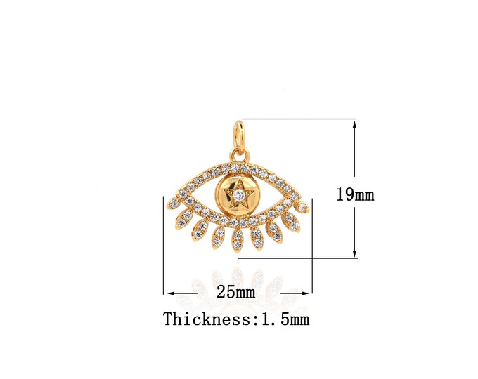 18K Gold Filled Devil Eye pendant,Gold Dainty Eye Charms,Eye Charm Bracelet Necklace for DIY Jewelry Making Supply