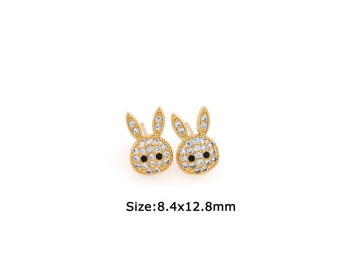 1 pair 18K Gold Filled Bunny Stud Earrings,Gold Dainty Bunny Stud Earrings,Simple Stud Earrings,Gift for Her