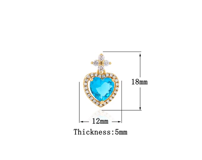 18K Gold Filled Heart Pendant,Gold Dainty Heart Charms,Heart Charm Bracelet Necklace for DIY Jewelry Making Supply