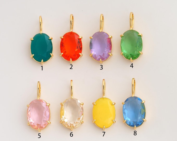 18K Gold Filled Oval Gemstone Charm,Dainty Gemstone Pendant,Oval Pendant ,DIY Jewelry Supplies,28x13x6.8mm