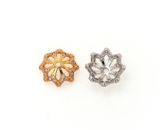 10 pcs 18K Gold Filled Flower Beads Cap,Gold Flower Beads Cap, DIY Bracelet Necklace Earrings Jewelry Making,11x3.5mm