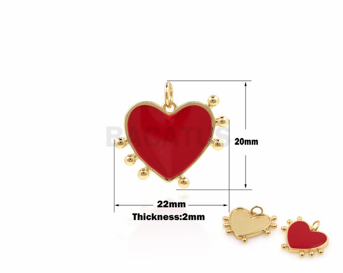 1PCS Footed Love Pendant, Enamel Charm, Red Oil Drop Necklace, Suitable for Bracelet, Necklace, Jewelry Articles 18K 20x22x2mm
