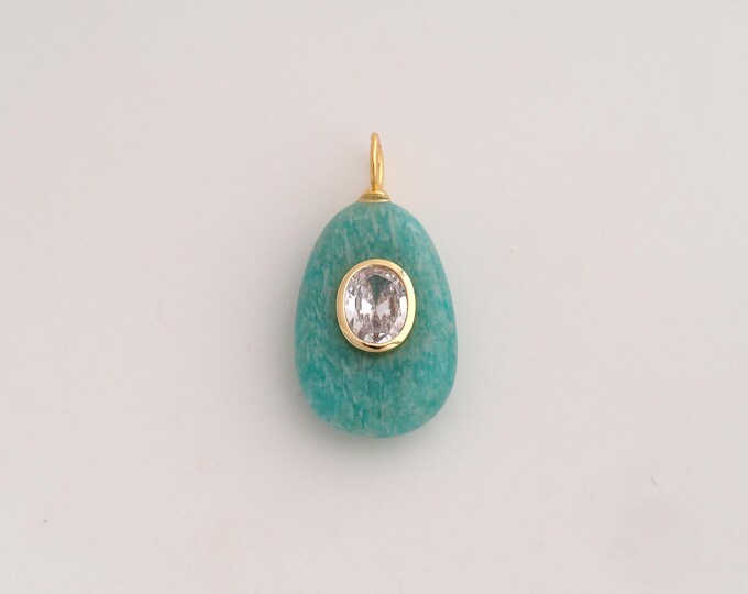 18K Gold Filled Natural Stone Charm,Dainty Energy Stone Pendant,Water Drop Stone Pendant ,DIY Jewelry Supplies,29.8x15x7.2mm