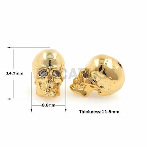 1pcs Skull Head Beads, CZ Micro Pave Brass Skull Bead,Suitable for men and women jewelry 12x8.7x9.6mm