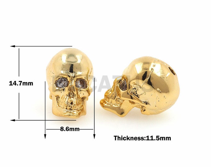 1pcs Skull Head Beads, CZ Micro Pave Brass Skull Bead,Suitable for men and women jewelry 12x8.7x9.6mm
