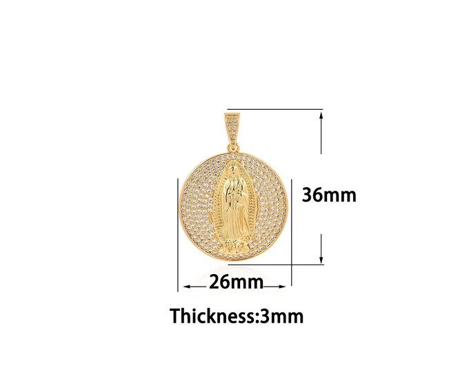 18K Gold Filled Virgin Mary Pendant,Gold Dainty Catholic Pendant Charms,Simple pendant Bracelet Necklace for DIY Jewelry Making Supply