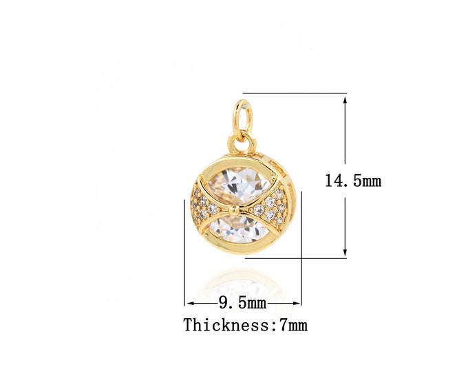 18K Gold Filled Round pendant,Gold Dainty Round Charms,Round Charm Bracelet Necklace for DIY Jewelry Making Supply
