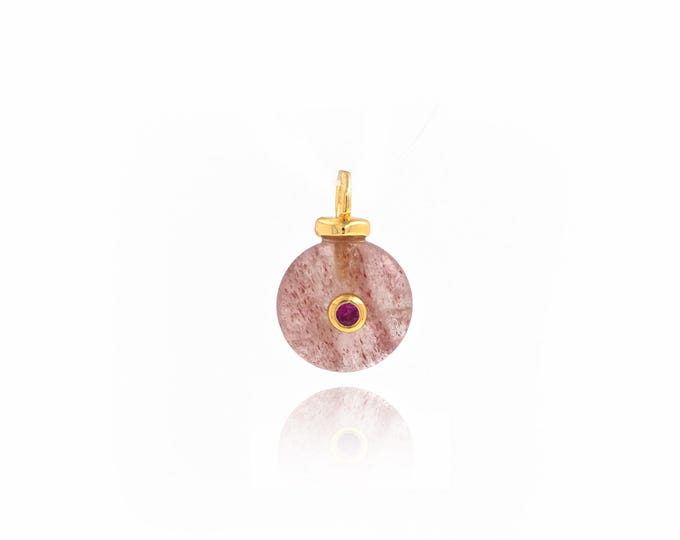Natural Stone pendant 18K Gold Filled Disc Pendant,Gold Dainty Ball Charms,Bracelet Necklace for DIY Jewelry Making Supply,15x10x5mm