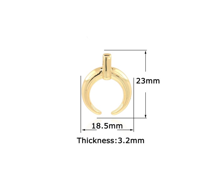 18K Gold Filled Ox Horn Pendant,Gold Dainty Ox Horn Charms,Simple pendant Bracelet Necklace for DIY Jewelry Making Supply