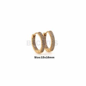 1Pair Doppelreihige Zirkon Goldfüllung, Diamant Pave Doppelreihige Trolley Ohrstecker, exquisite Handarbeit, Party Wear Schmuck Geschenke 15x16mm
