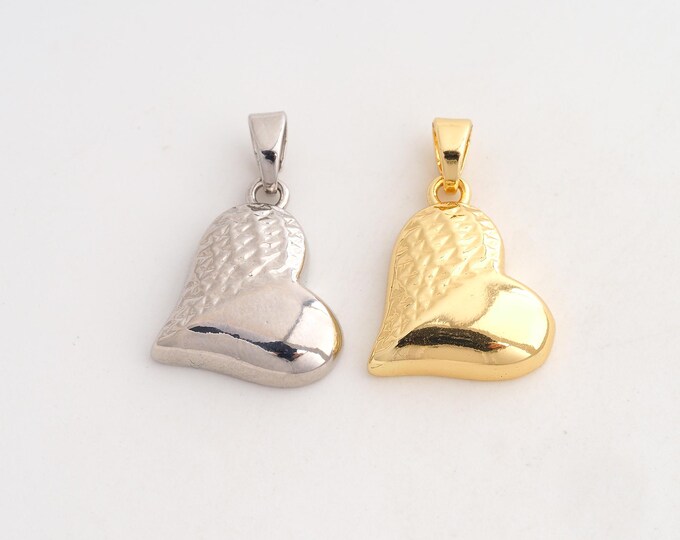18K Gold Filled Heart Charm,Dainty Love Pendant,Heart Pendant ,DIY Jewelry Supplies,27.5x18.4x4.2mm