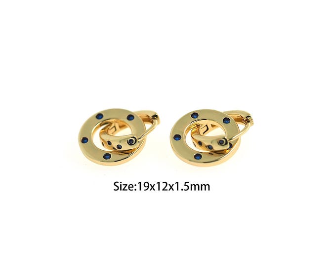 Drop Earrings, Boho Earrings, 18K Gold Filled Hoop Earrings, Micro Pave CZ Round Earrings, Pierced Earrings, Gift For Her,