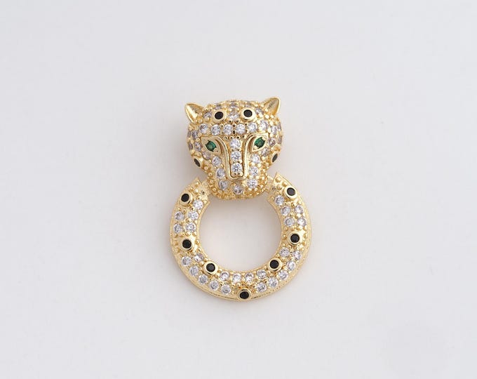 18K Gold Filled Leopard Pendant,Animal Charms,Leopard Necklace for DIY Jewelry Making Supplies,24.3x17x2.4mm