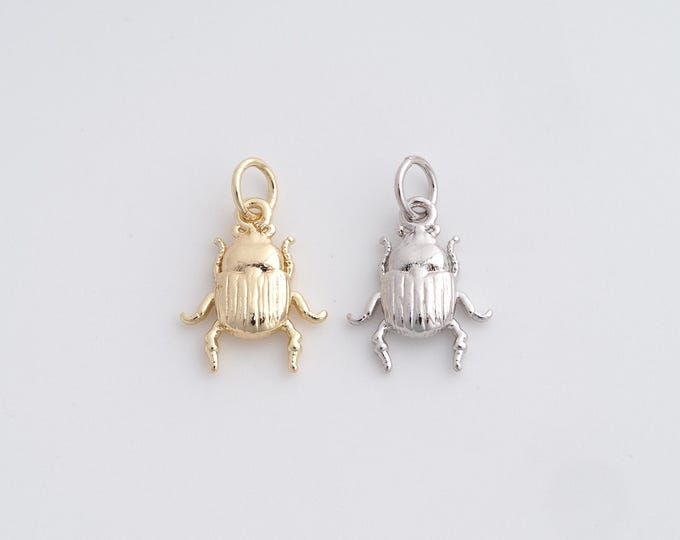 18K Gold Filled Beetle Pendant,Gold Dainty Beetle Charms,Insect Charm Bracelet Necklace for DIY Jewelry Making Supply,17.8x11.6x3.2mm