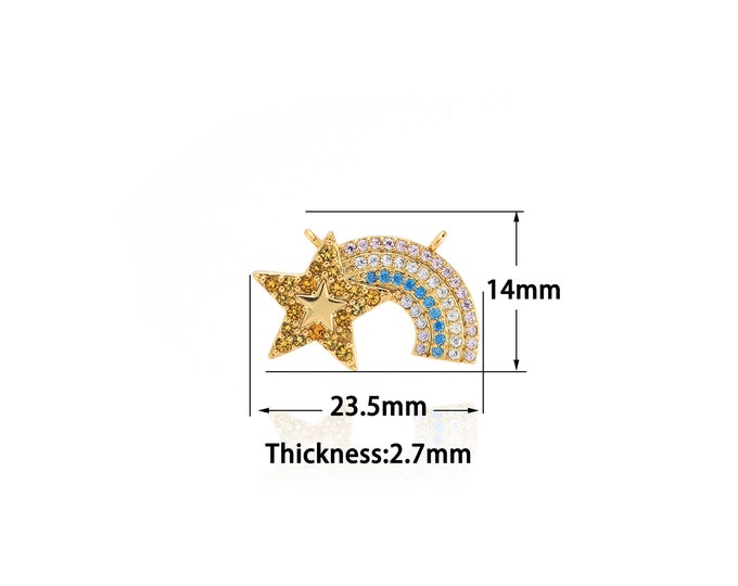 18K Gold Filled Rainbow pendant,Gold Dainty Rainbow Charms,Simple pendant Bracelet Necklace for DIY Jewelry Making Supply