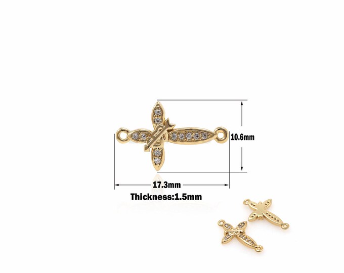 1PCS 18K Gold Filled Cross Connector Cross Connector DIY Jewelry Making Suitable for Bracelet, Necklace, Jewelry Supplies 10.6x17.3x1.5mm