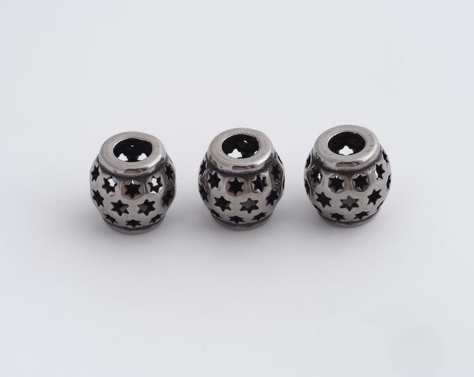 1 pcs Stainless Steel Retro Ball Spacer Beads,Silver Round Beads,Ball Beads DIY Bracelet Necklace Earrings Jewelry Making,10.2x9.3mm