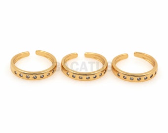 18K Gold Filled Thin Round Ring, Micropave CZ Fake Diamond Ring, Adjustable Ring, Open Ring, Stackable Ring, Daily Ring