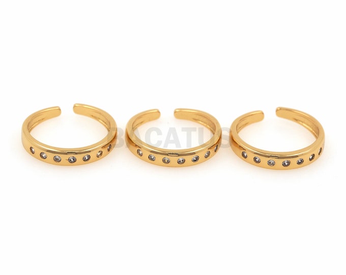18K Gold Filled Thin Round Ring, Micropave CZ Fake Diamond Ring, Adjustable Ring, Open Ring, Stackable Ring, Daily Ring