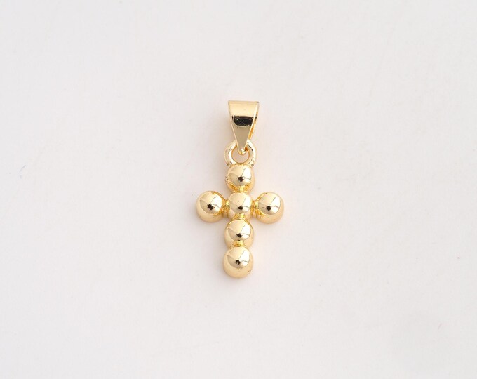 5 pcs 18K Gold Filled Cross Charm,Dainty Religious Pendant,Christian Pendant ,DIY Jewelry Supplies,20.4x9.7x2.8mm