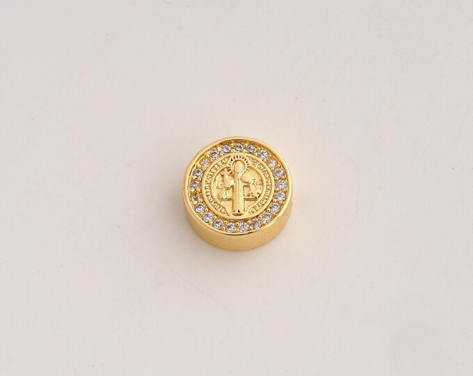 Gold Jesus Beads, 18K Gold Filld CZ Christian Beads,for Jewelry Making Supplies,12x4.4mm Hole 2.2mm