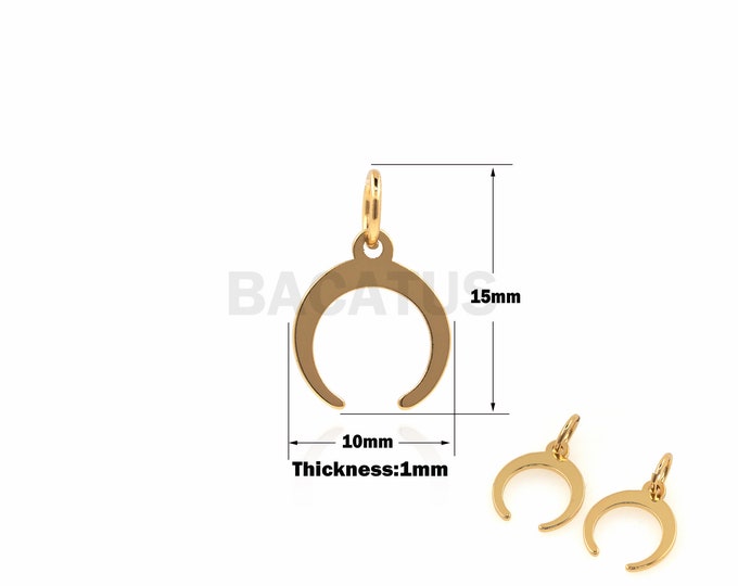 1PCS Suitable For DIY Production Of Bracelets, Necklaces, Jewelry, Moon Pendants, Meniscus Jewelry, 18K Gold Filling 15x10x1mm