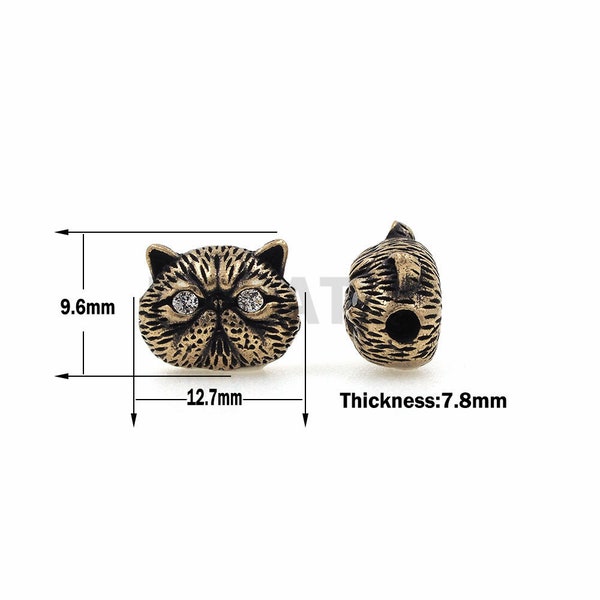 Cat head beads, antique cat beads, beaded accessories, lucky cat beads, cat spacer beads 1pcs