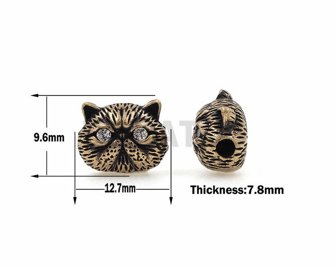 Cat head beads, antique cat beads, beaded accessories, lucky cat beads, cat spacer beads 1pcs