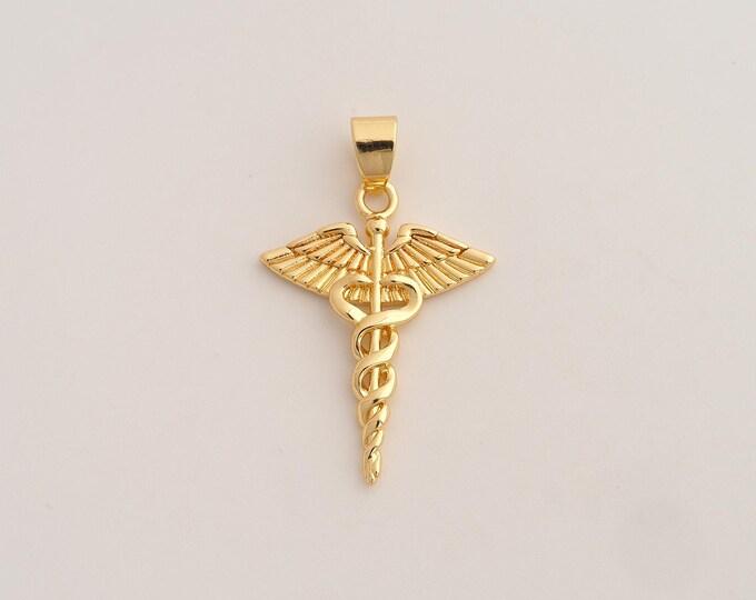 18K Gold Filled Medical Charm,Dainty Registered Nurse Pendant,Medical Pendant ,DIY Jewelry Supplies,34x20.6x2.4mm