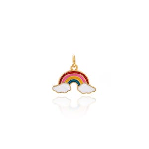 Rainbow Charms,Enamel Charms,18K Gold Filled Rainbow Pendant,DIY Jewelry Making Supply,15x16.5x2mm