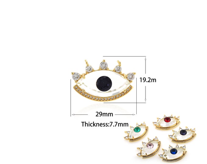 1PCS Mixed Color Devil's Eye Pendant Crystal Glass Quartz Pendant Used For Necklace Pendant Jewelry Making Cubic Zirconia 29x19.2x7.7mm