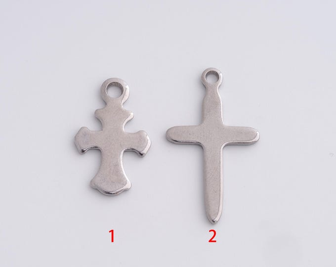 10 pcs Stainless Steel Cross Charm, Jesus Charm,Cross Charm,Simple Cross Pendant, DIY Jewelry Making Supplies