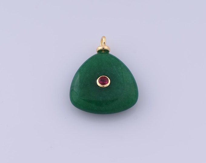 Energy Stone Pendant,18K Gold Filled Natural Stone Necklace,Malay Jade Pendant, DIY jewelry Making Accessories,25.2x20.2x6.2mm