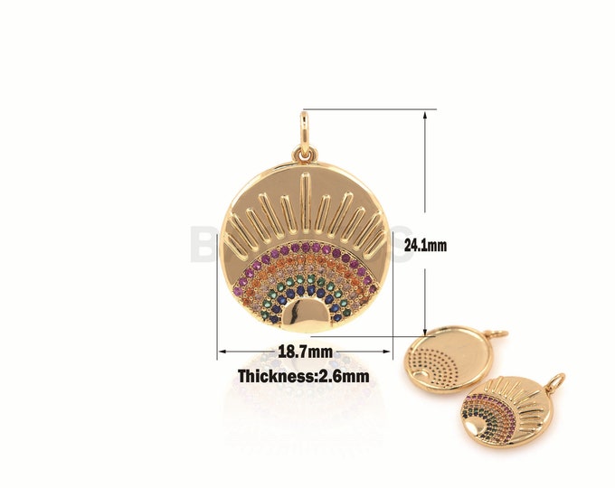 1PCS Micro-Pave Round Eye Pendant, Coin Necklace, Medal Pendant, Eye Charm, Suitable For Jewelry Making Supplies 26.7x16.7x2mm