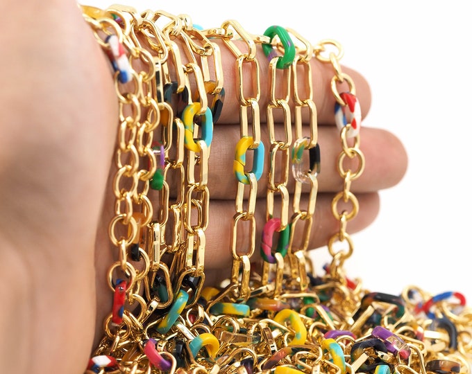1 Meter, Thick Chain, Square Chain, 18K Gold Filled Acrylic Chain Necklace, Twisted Chain, Box Chain, Necklace Bracelet Making