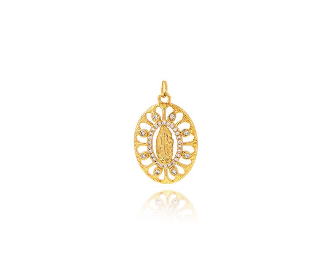 18K Gold Filled Virgin Mary Pendant,Oval Charms,Simple Pendant Bracelet Necklace for DIY Jewelry Making Supply,28.5x17.5x3.5mm