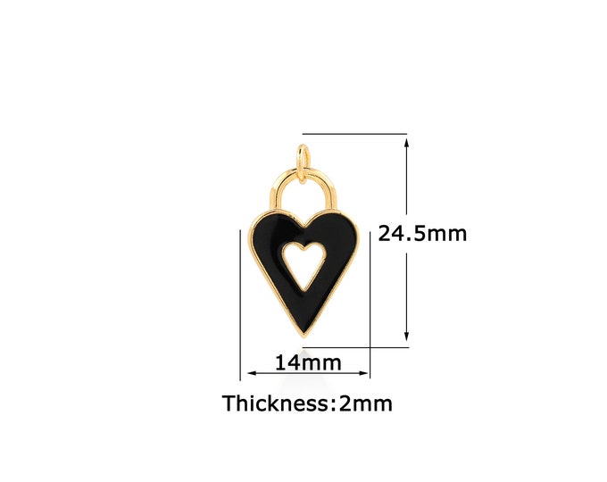 18K Gold Filled Heart Pendant,Gold Dainty Heart Charms,Heart Charm Bracelet Necklace for DIY Jewelry Making Supply