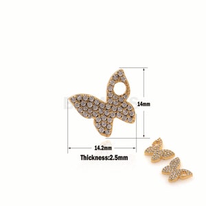 1pcs CZ Micro Pave Butterfly Charm, 18K Shiny Gold Butterfly Hanger, Butterfly Necklace Charms 14x14.2x2.5mm