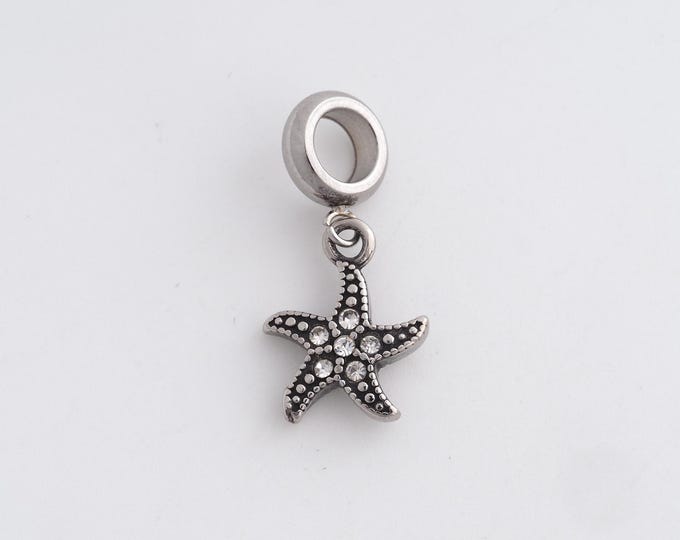 Stainless Steel Starfish Pendant,Starfish Charms,Starfish Charm Bracelet Necklace for DIY Jewelry Making Supply,25.7x12x3.6mm