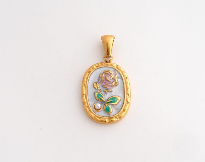 Stainless Steel Flower Pendant,Enamel Flower Charms,Flower Charms for DIY Jewelry Making Supply,29x15.2x3.4mm