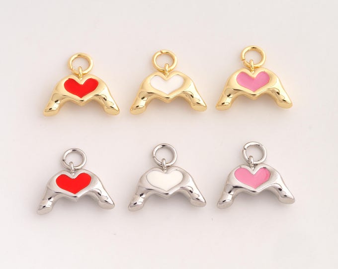 18K Gold Filled Hand Heart Charm,Dainty Enamel Heart Gesture Pendant,Gesture Pendant ,DIY Jewelry Supplies,13.6x15x4mm