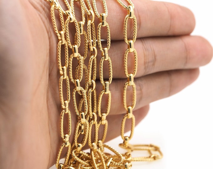 1 Meter,Twisted Cable Chain,18K Gold Filled Oval Chain,Welded Round Chain,Unfinished Necklace,Layered Chain,Bracelet Necklace Accessories
