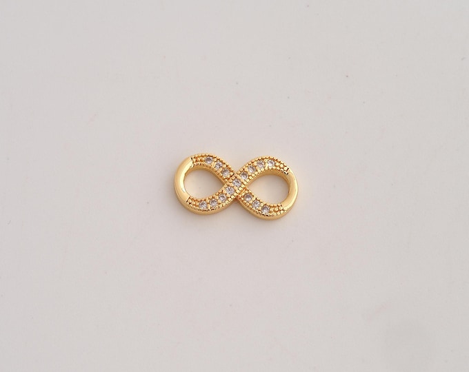 5 pcs 18K Gold Filled Infinity Connector,Angel Wings Connector,CZ Infinity Connector for Jewelry Making 14.7x7.8x2.2mm