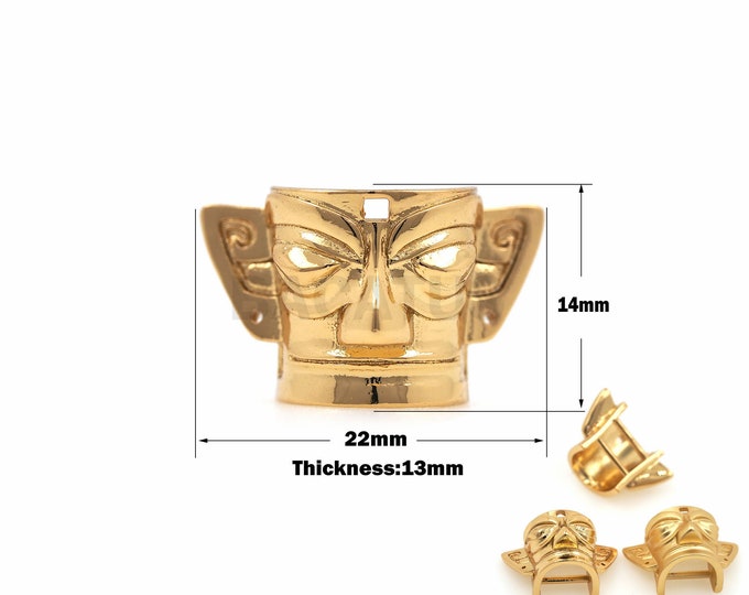 1PCS Suitable For Bracelets, Necklaces, Jewelry Making Supplies, Ethnic Mask Pendants, Human Face Jewelry, 18K Gold Filling 14x22x13mm