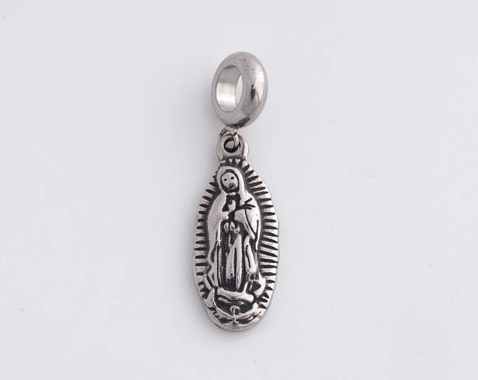Stainless Steel Virgin Mary Pendant,Religious Charms,Catholic Charm Bracelet Necklace for DIY Jewelry Making Supply,33.4x10x2.7mm