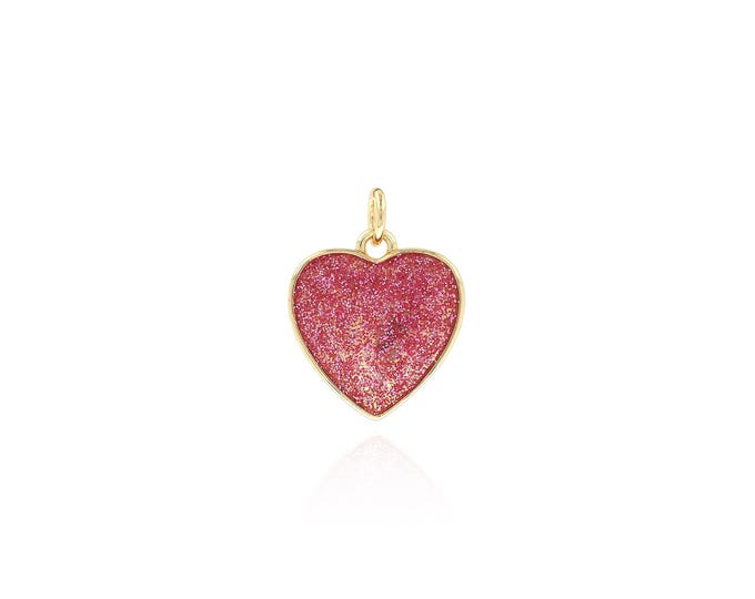 18K Gold Filled Heart pendant,Gold Dainty Heart Charms,Simple pendant Bracelet Necklace for DIY Jewelry Making Supply,19.5x14.8x2mm