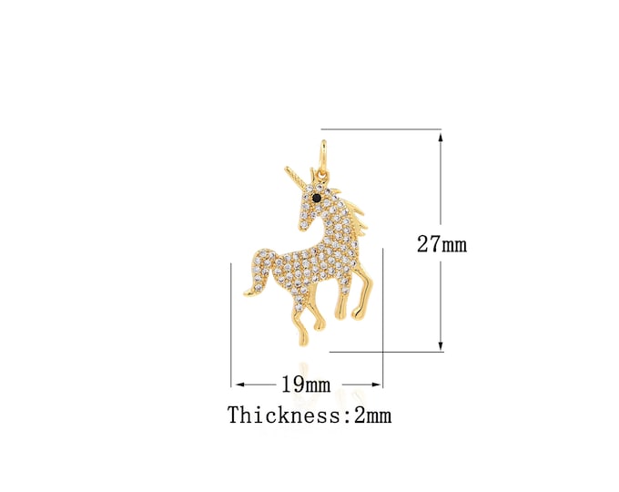 18K Gold Filled Unicorn Pendant,Gold Dainty Unicorn Charms,Unicorn  Charm Bracelet Necklace for DIY Jewelry Making Supply
